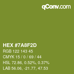 Color code: HEX #7A8F2D | qconv.com