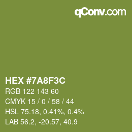 颜色代码: HEX #7A8F3C | qconv.com