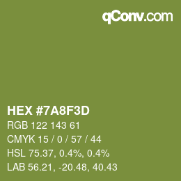 颜色代码: HEX #7A8F3D | qconv.com