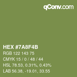 カラーコード: HEX #7A8F4B | qconv.com
