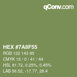 Color code: HEX #7A8F55 | qconv.com
