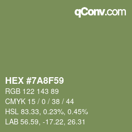 カラーコード: HEX #7A8F59 | qconv.com