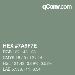 Color code: HEX #7A8F7E | qconv.com