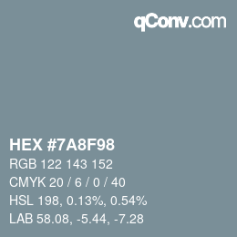 Color code: HEX #7A8F98 | qconv.com