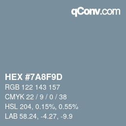 カラーコード: HEX #7A8F9D | qconv.com