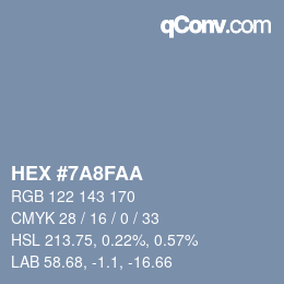 颜色代码: HEX #7A8FAA | qconv.com