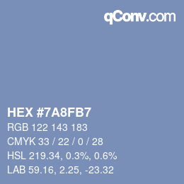 Color code: HEX #7A8FB7 | qconv.com