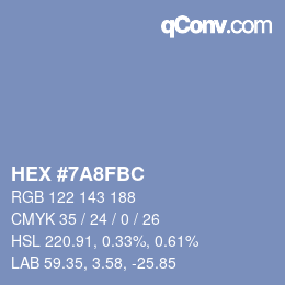 Color code: HEX #7A8FBC | qconv.com