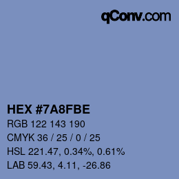 颜色代码: HEX #7A8FBE | qconv.com