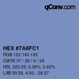 カラーコード: HEX #7A8FC1 | qconv.com
