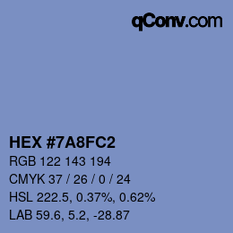 颜色代码: HEX #7A8FC2 | qconv.com