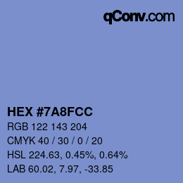 Color code: HEX #7A8FCC | qconv.com