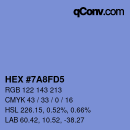 カラーコード: HEX #7A8FD5 | qconv.com