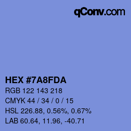 Farbcode: HEX #7A8FDA | qconv.com