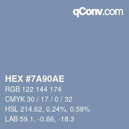 Código de color: HEX #7A90AE | qconv.com
