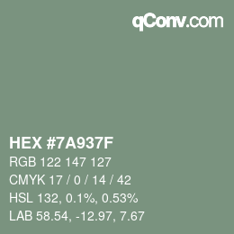 Color code: HEX #7A937F | qconv.com