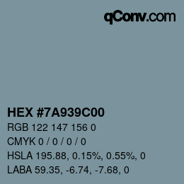 颜色代码: HEX #7A939C00 | qconv.com
