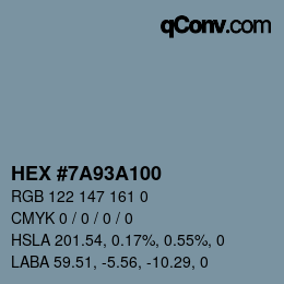 Color code: HEX #7A93A100 | qconv.com