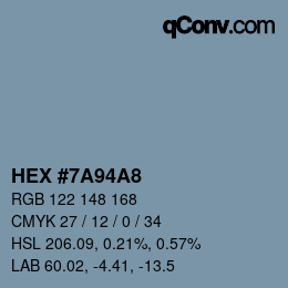 颜色代码: HEX #7A94A8 | qconv.com