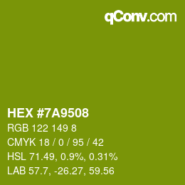 Color code: HEX #7A9508 | qconv.com