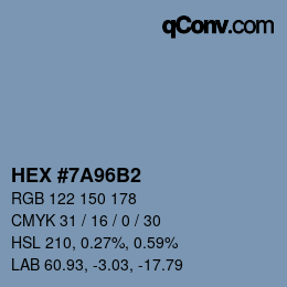 Código de color: HEX #7A96B2 | qconv.com