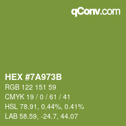 Código de color: HEX #7A973B | qconv.com