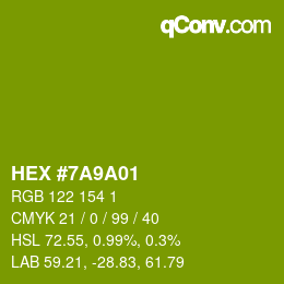 颜色代码: HEX #7A9A01 | qconv.com
