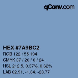 颜色代码: HEX #7A9BC2 | qconv.com