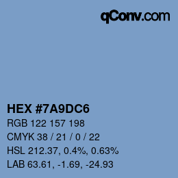 Color code: HEX #7A9DC6 | qconv.com