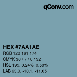 颜色代码: HEX #7AA1AE | qconv.com