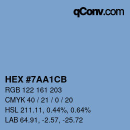 カラーコード: HEX #7AA1CB | qconv.com