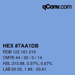 カラーコード: HEX #7AA1DB | qconv.com