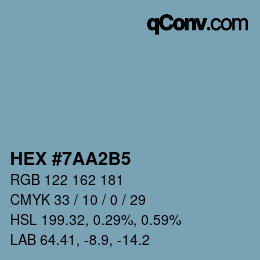 カラーコード: HEX #7AA2B5 | qconv.com