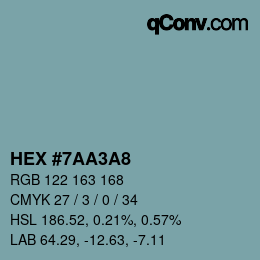 Color code: HEX #7AA3A8 | qconv.com