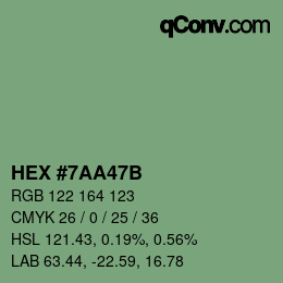 Código de color: HEX #7AA47B | qconv.com