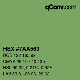 Color code: HEX #7AA563 | qconv.com