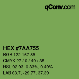 カラーコード: HEX #7AA755 | qconv.com