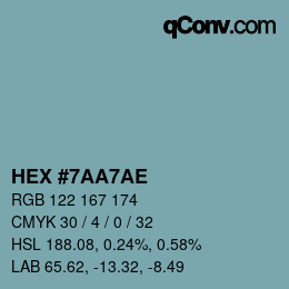 Código de color: HEX #7AA7AE | qconv.com