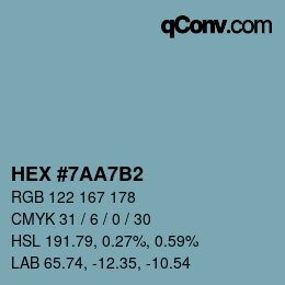 Color code: HEX #7AA7B2 | qconv.com