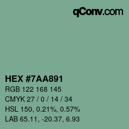 Color code: HEX #7AA891 | qconv.com