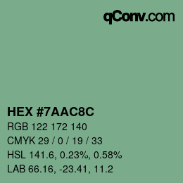 Color code: HEX #7AAC8C | qconv.com