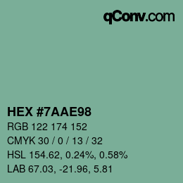 Farbcode: HEX #7AAE98 | qconv.com