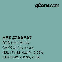 颜色代码: HEX #7AAEA7 | qconv.com