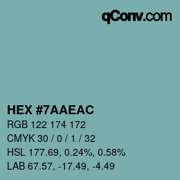 Farbcode: HEX #7AAEAC | qconv.com