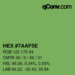 Color code: HEX #7AAF5E | qconv.com