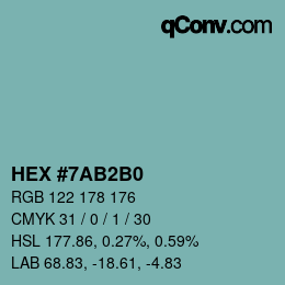 Código de color: HEX #7AB2B0 | qconv.com