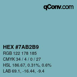 カラーコード: HEX #7AB2B9 | qconv.com