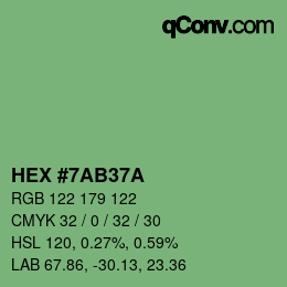 Farbcode: HEX #7AB37A | qconv.com