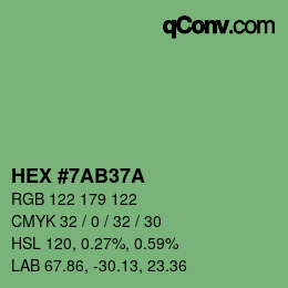 Código de color: HEX #7AB37A | qconv.com