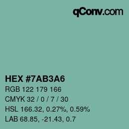 颜色代码: HEX #7AB3A6 | qconv.com